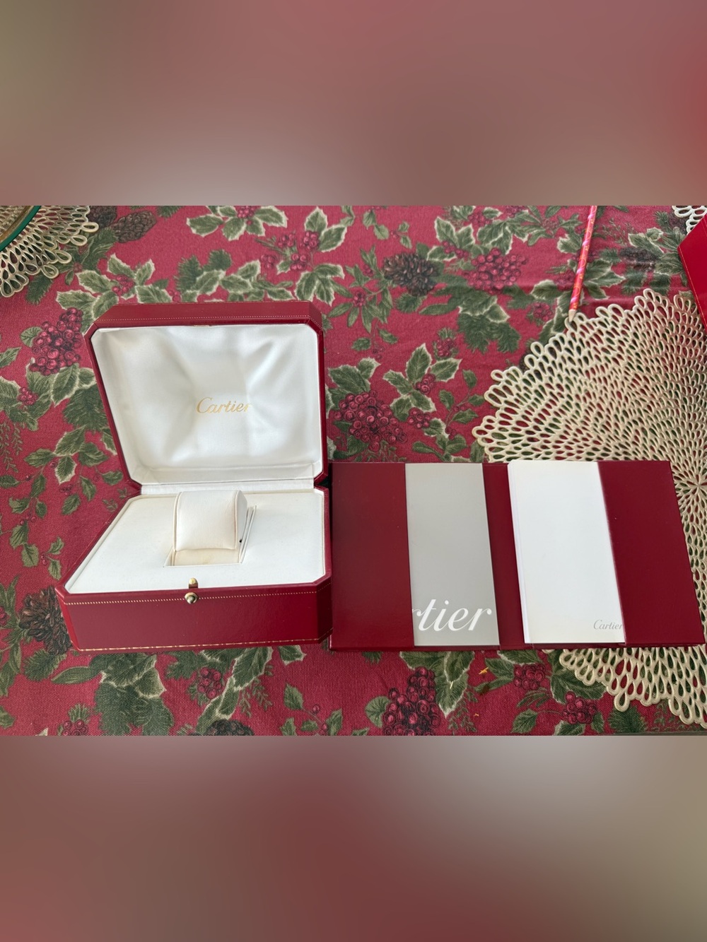 Cartier Red and White Jewelry Presentation Set